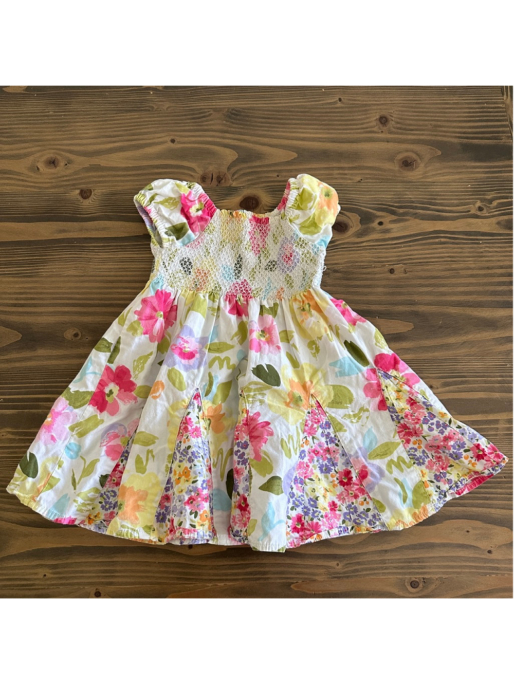 Girls Gymboree Casual Floral Dress 12-18 Months White Pink